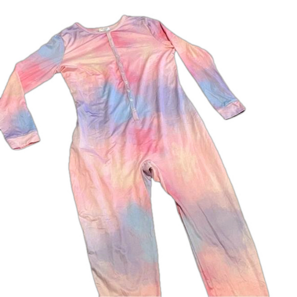NWT Tie Dye One Piece Pastel Soft Girl PJS set Romper Jumpsuit Size XL New Fairy - Picture 3 of 13